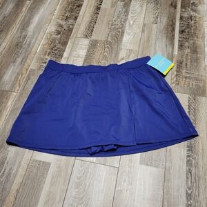 New Medium Bal Harbour Navy Blue Side Slit Swim Skirt